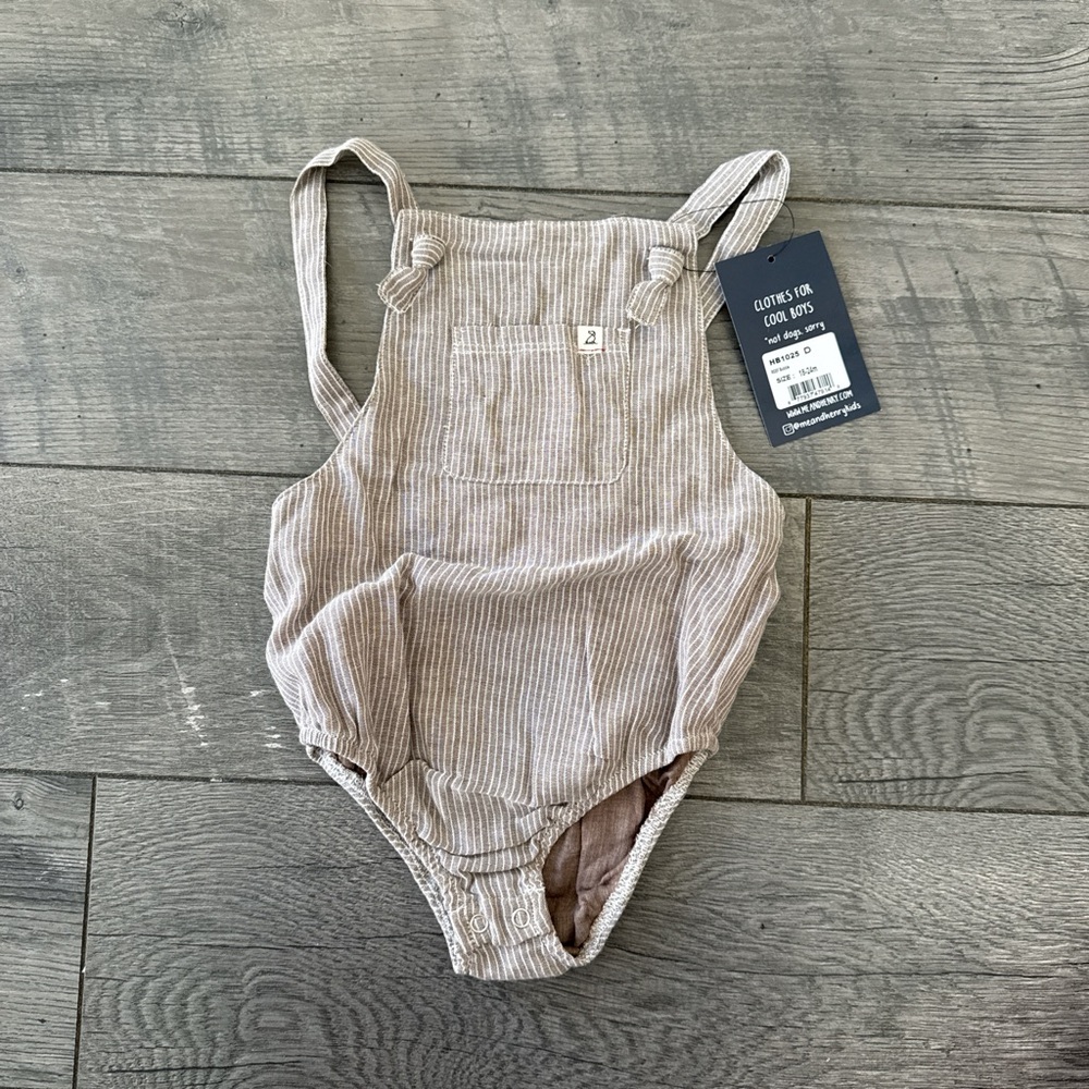 NWT Striped Beige Baby Romper